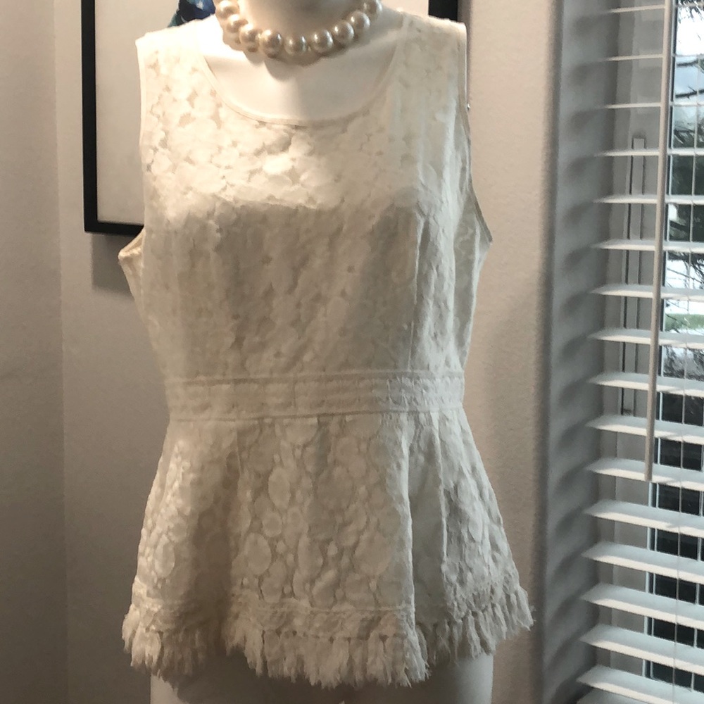Nanette Lepore Ivory Lace Tank With Tassel Hem 10